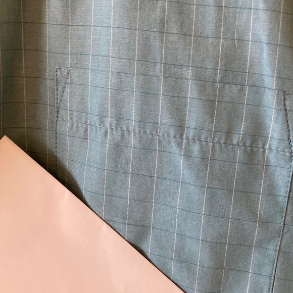 Men Haggar blue white plaid short sleeve button down shirt size S - Picture 4 of 8